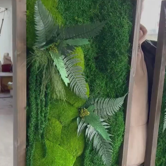 Charming Moss & Fern Wall Art | Dried Amaranth, Wildflowers | Nature-Inspired Decor for Serene Spaces