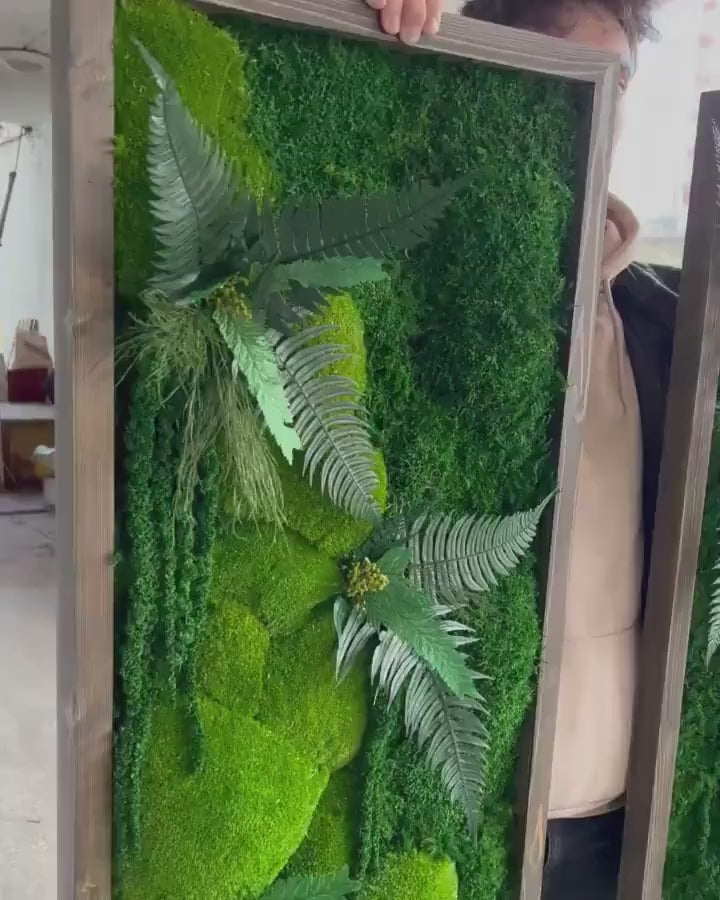 Charming Moss & Fern Wall Art | Dried Amaranth, Wildflowers | Nature-Inspired Decor for Serene Spaces